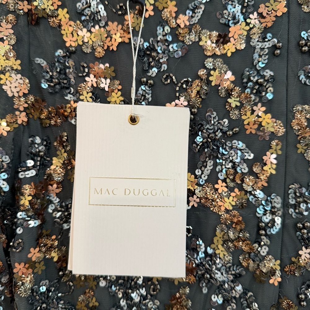 Mac Duggal Long Sleeve High Neck Cocktail Gown Size 14 NWT - Picture 7 of 12